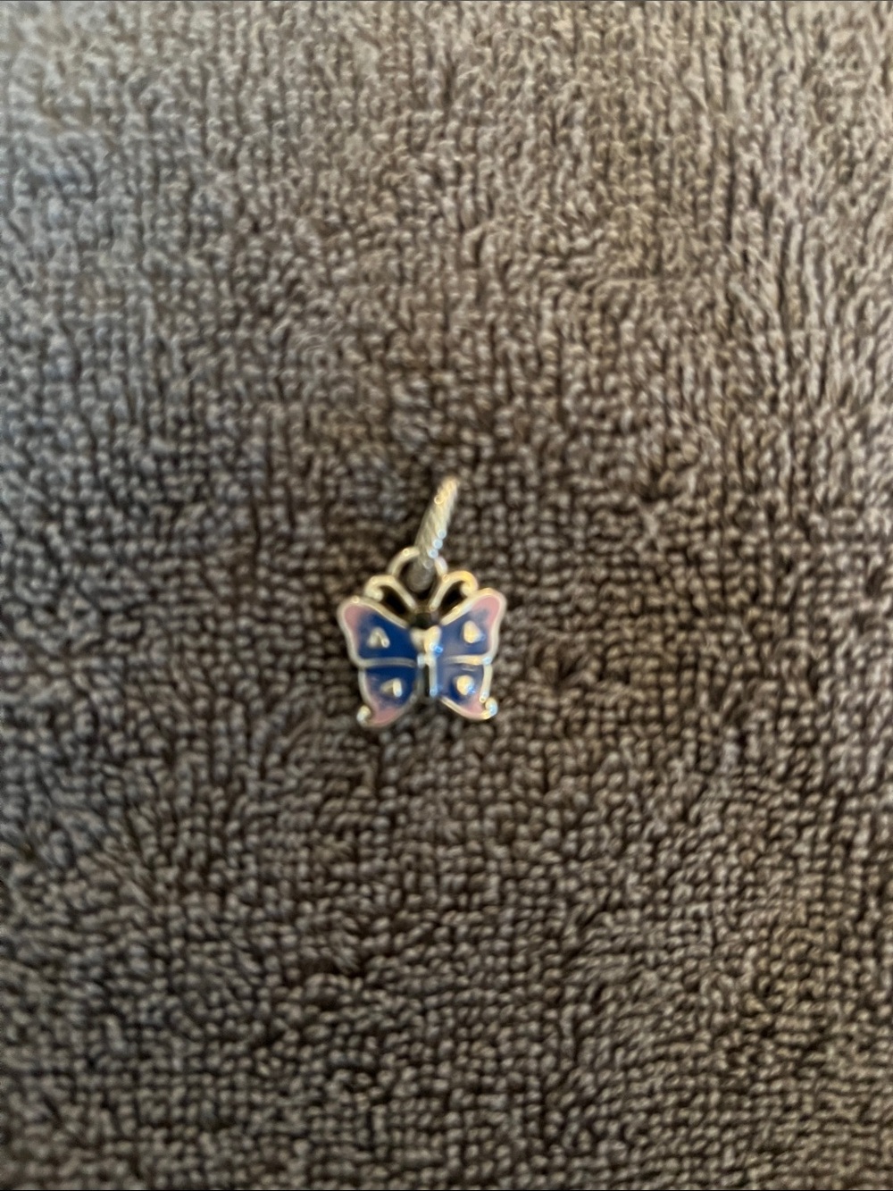 Brighton Silver Butterfly Charm Pendant in Blue and Pink